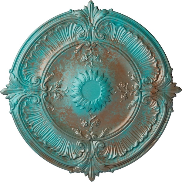 Ekena Millwork Attica Acanthus Leaf Medallion (Canopies up to 3 1/4"), 30 1/8"OD x 1 1/2"P, Copper Green Patina CM30ATCGS - main